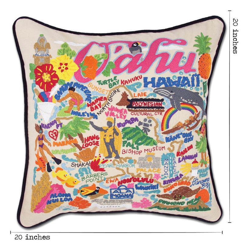 Quirks! Pillows Oahu Hand-Embroidered Pillow