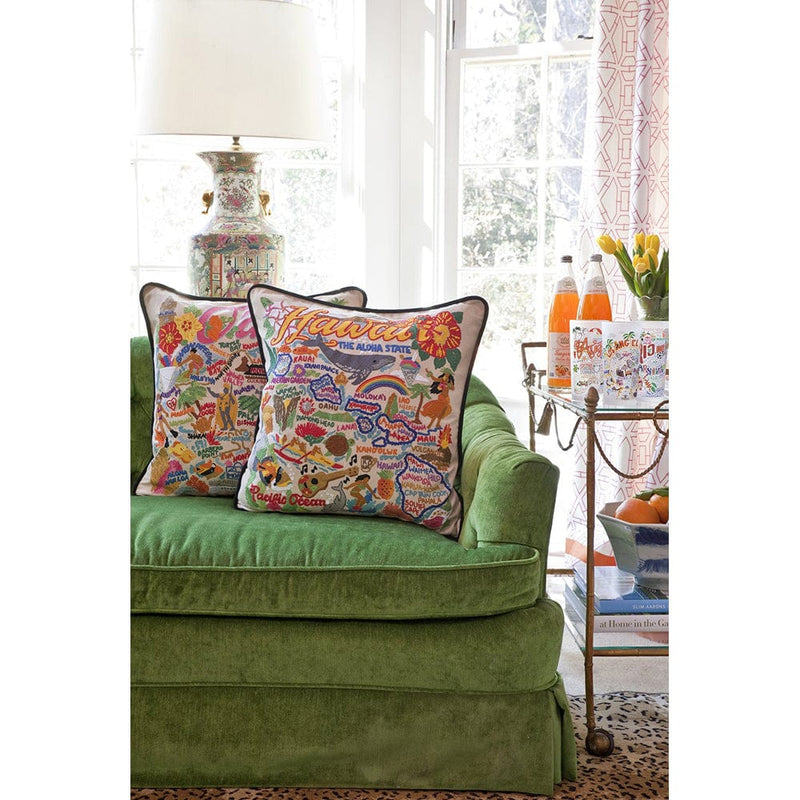 Quirks! Pillows Oahu Hand-Embroidered Pillow