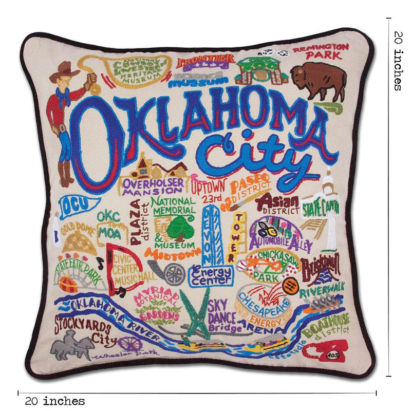 Quirks! Pillows Oklahoma City Hand-Embroidered Pillow
