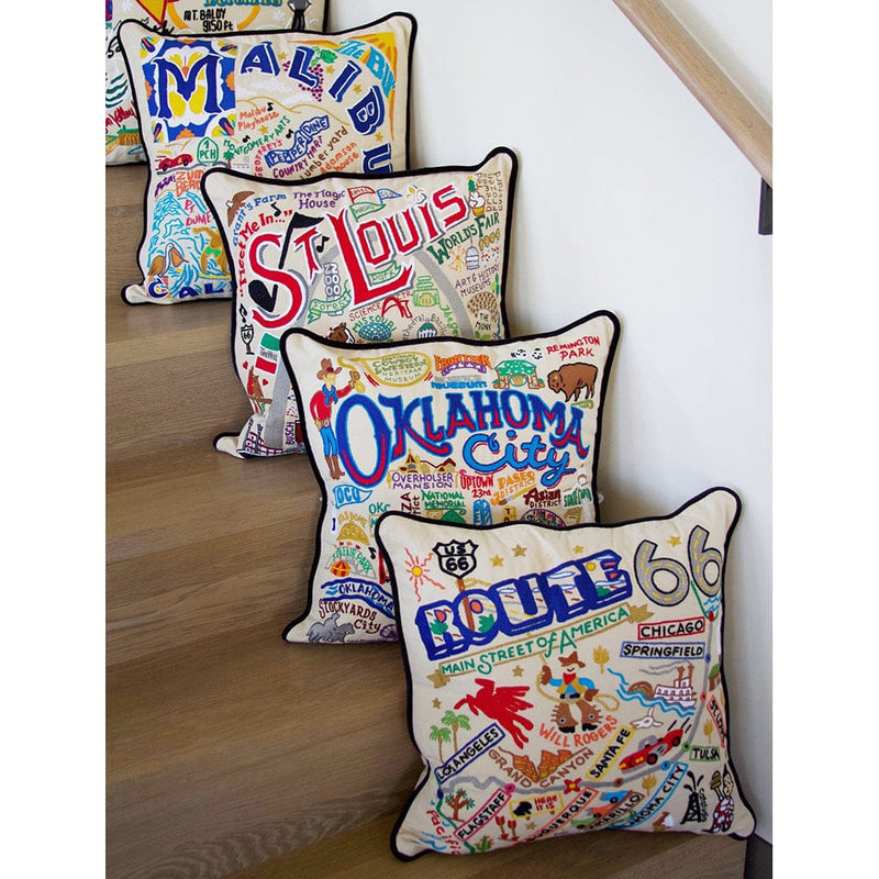 Quirks! Pillows Oklahoma City Hand-Embroidered Pillow