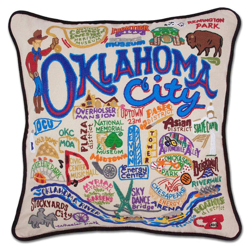 Quirks! Pillows Oklahoma City Hand-Embroidered Pillow