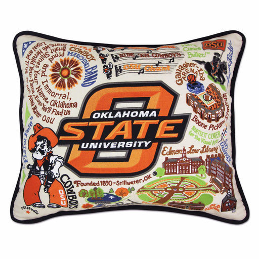 Quirks! Pillows Oklahoma State University Collegiate Hand-Embroidered Pillow