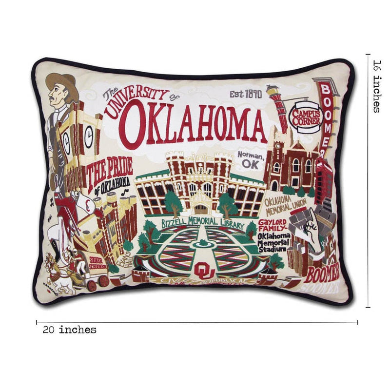 Quirks! Pillows Oklahoma, University of Collegiate Embroidered Pillow by CatStudio