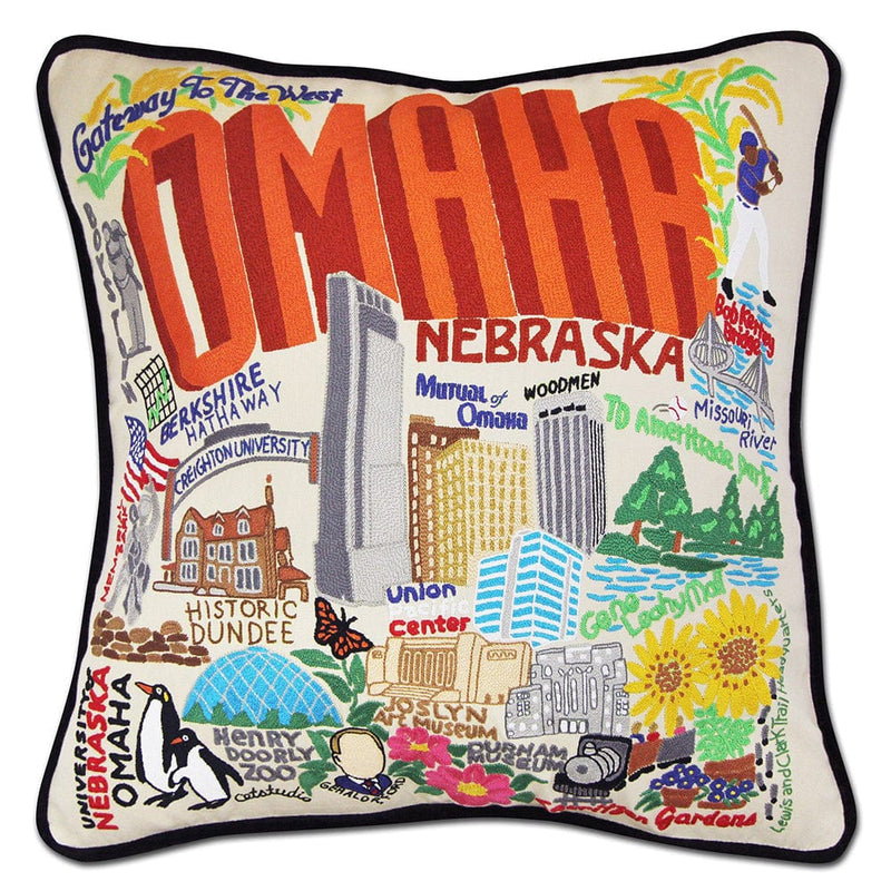 Quirks! Pillows Omaha Hand-Embroidered Pillow