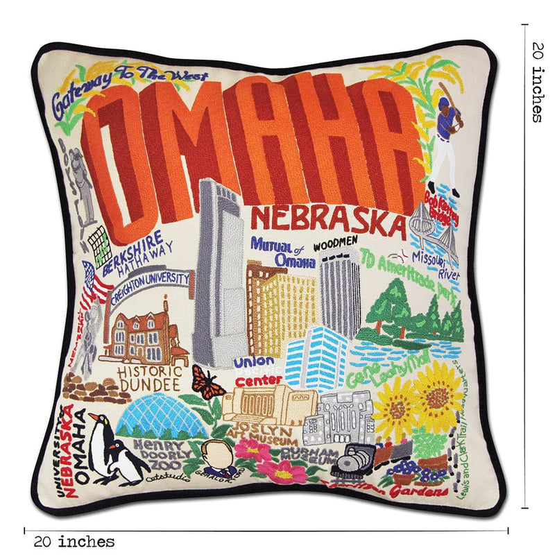 Quirks! Pillows Omaha Hand-Embroidered Pillow