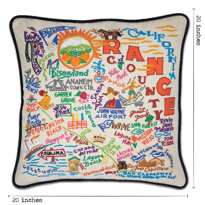 Quirks! Pillows Orange County Hand-Embroidered Pillow