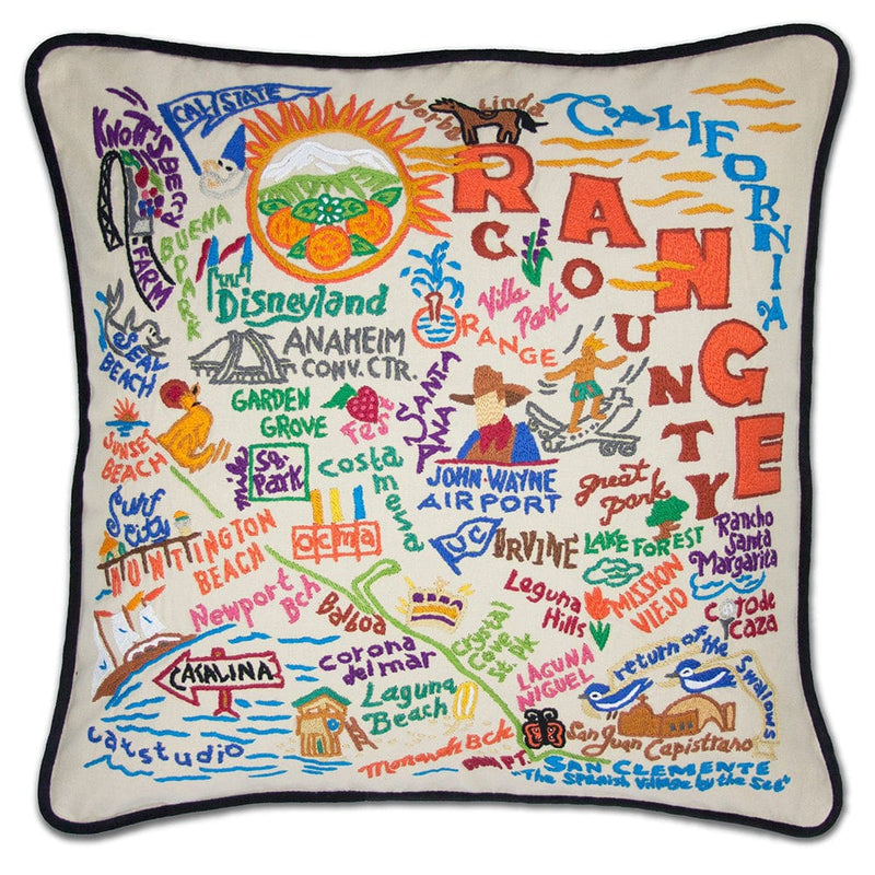 Quirks! Pillows Orange County Hand-Embroidered Pillow