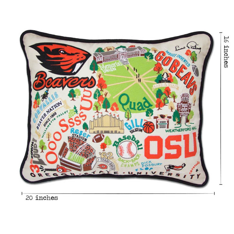 Quirks! Pillows Oregon State University Collegiate Embroidered Pillow by CatStudio