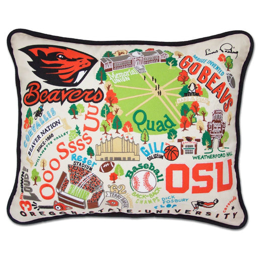 Quirks! Pillows Oregon State University Collegiate Embroidered Pillow by CatStudio