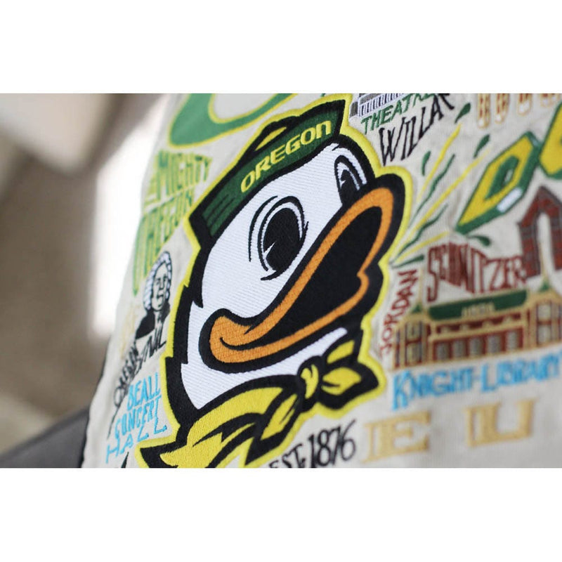 Quirks! Pillows Oregon, University of Collegiate Embroidered Pillow by CatStudio