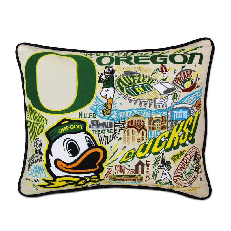 Quirks! Pillows Oregon, University of Collegiate Embroidered Pillow by CatStudio
