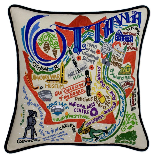 Quirks! Pillows Ottawa Hand-Embroidered Pillow