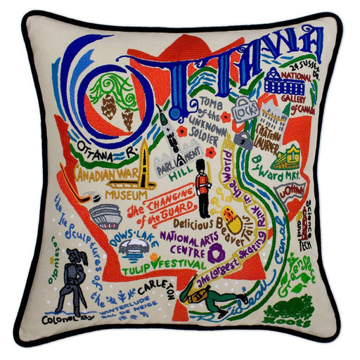 Quirks! Pillows Ottawa Hand-Embroidered Pillow