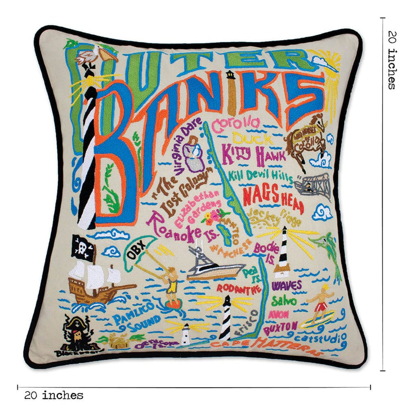 Quirks! Pillows Outer Banks Hand-Embroidered Pillow