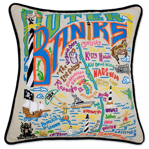 Quirks! Pillows Outer Banks Hand-Embroidered Pillow
