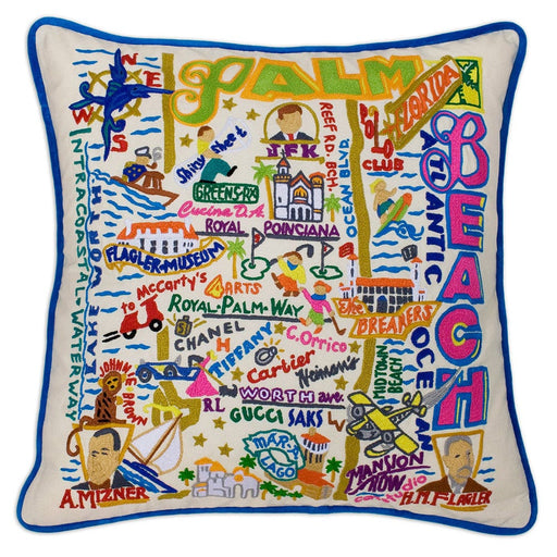Quirks! Pillows Palm Beach Hand-Embroidered Pillow