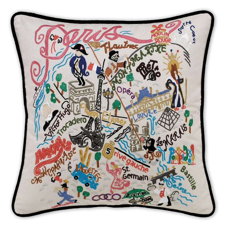 Quirks! Pillows Paris Hand-Embroidered Pillow