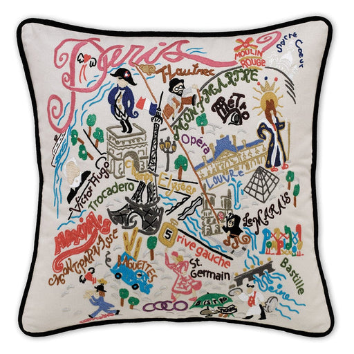 Quirks! Pillows Paris Hand-Embroidered Pillow
