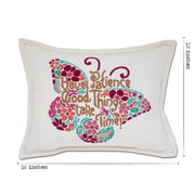 Quirks! Pillows Patience Butterfly Love Letters Hand-Embroidered Pillow - Available in Pink or Blue by CatStudio