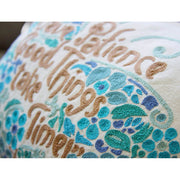 Quirks! Pillows Patience Butterfly Love Letters Hand-Embroidered Pillow - Available in Pink or Blue by CatStudio