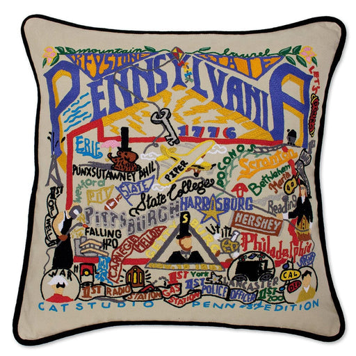 Quirks! Pillows Pennsylvania Hand-Embroidered Pillow
