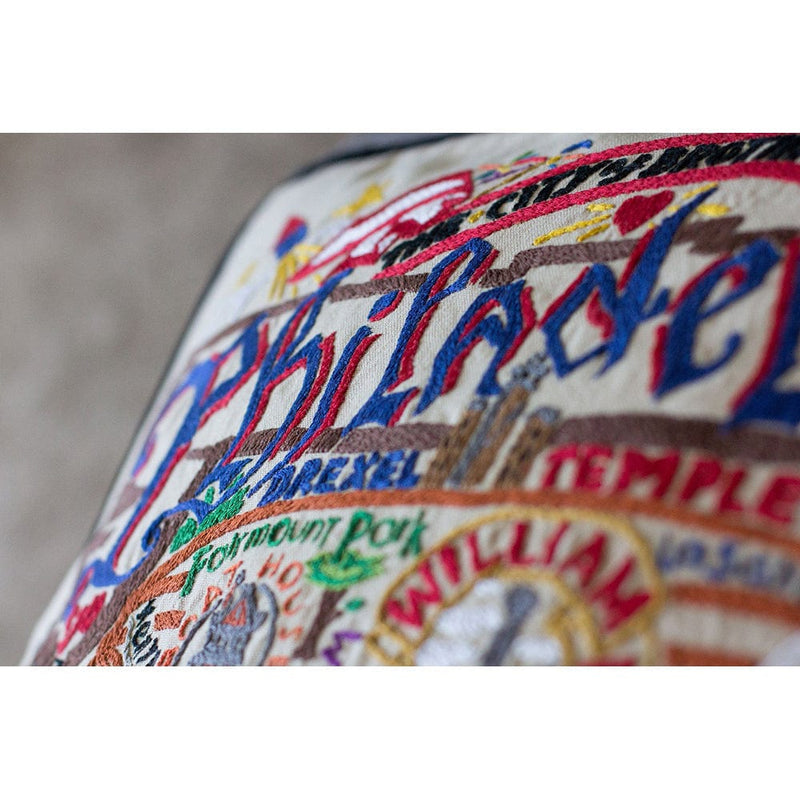 Quirks! Pillows Philadelphia Hand-Embroidered Pillow