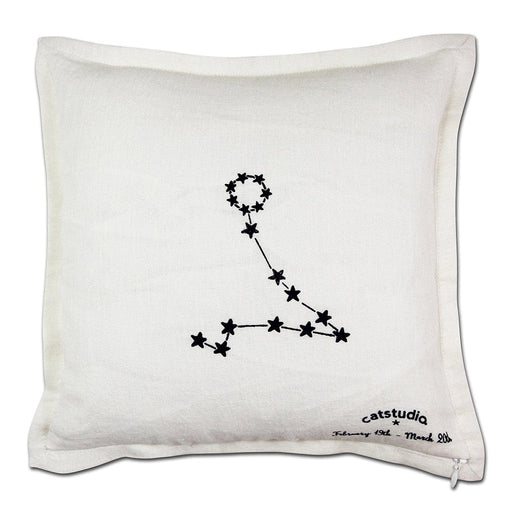 Quirks! Pillows Pisces Astrology Hand-Embroidered Pillow by Cat Studio