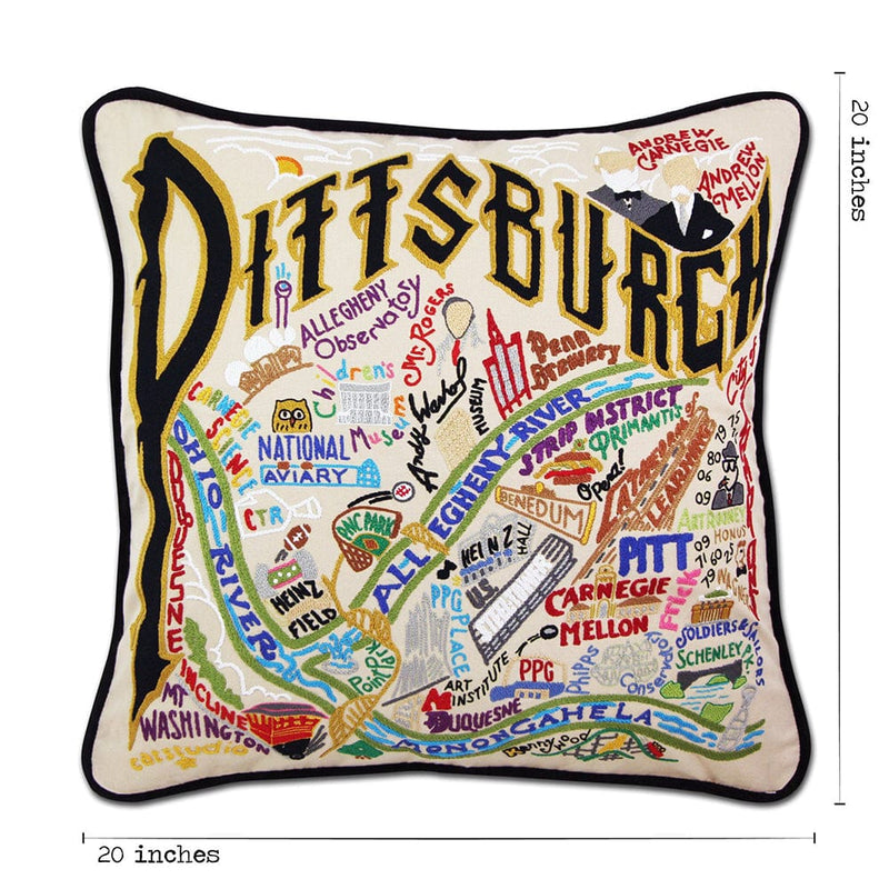 Quirks! Pillows Pittsburgh Hand-Embroidered Pillow