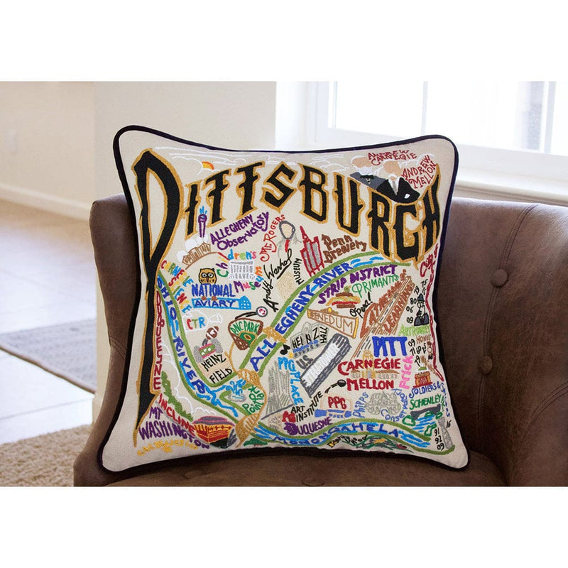 Quirks! Pillows Pittsburgh Hand-Embroidered Pillow