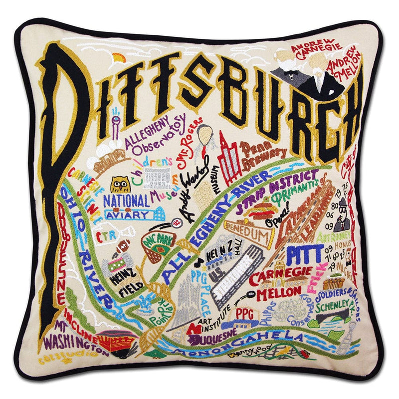 Quirks! Pillows Pittsburgh Hand-Embroidered Pillow