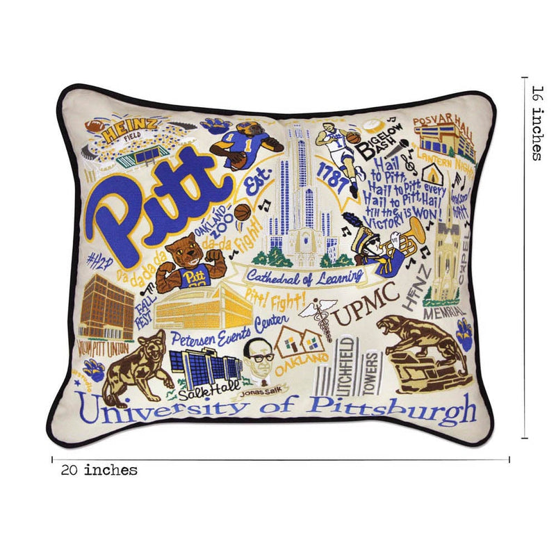 Quirks! Pillows Pittsburgh, University of Collegiate Embroidered Pillow by CatStudio