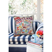 Quirks! Pillows Portland, ME Hand-Embroidered Pillow by CatStudio