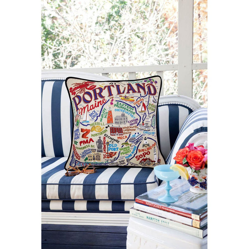 Quirks! Pillows Portland, ME Hand-Embroidered Pillow by CatStudio