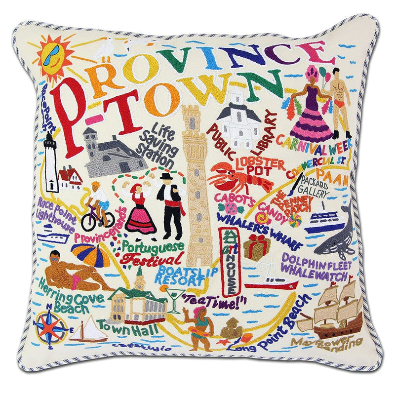 Quirks! Pillows Provincetown Hand-Embroidered Pillow