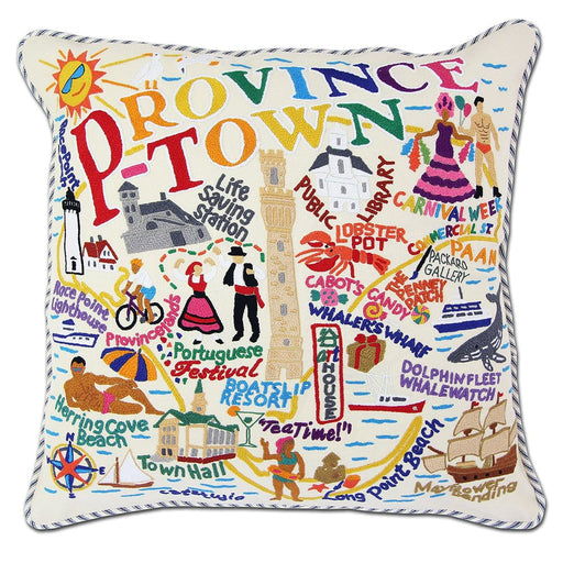 Quirks! Pillows Provincetown Hand-Embroidered Pillow