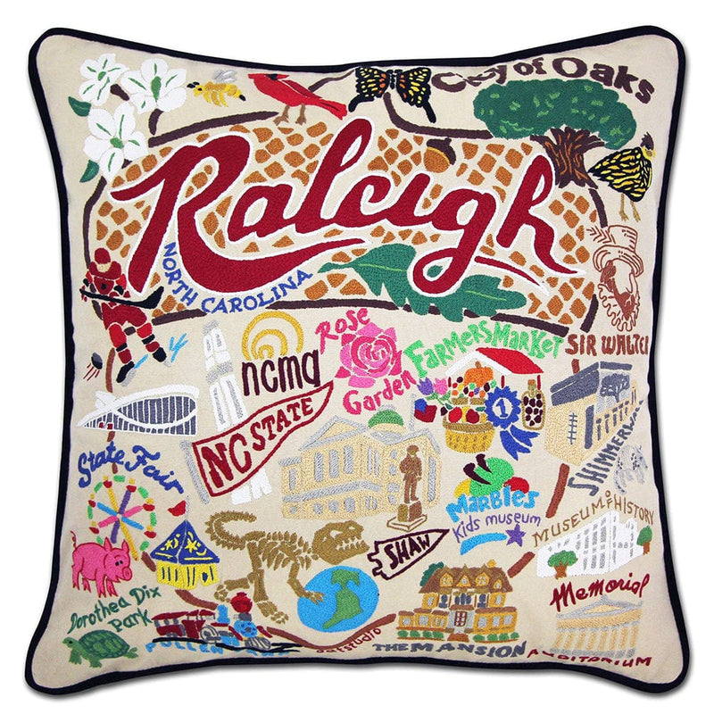 Quirks! Pillows Raleigh Hand-Embroidered Pillow by Cat Studio