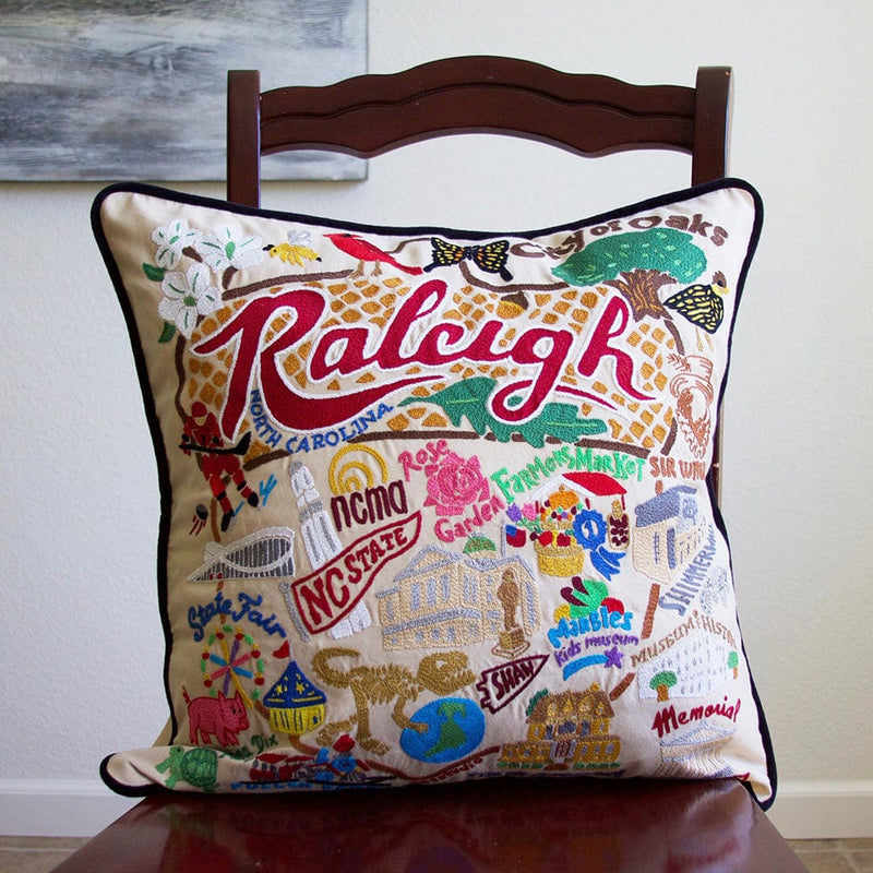 Quirks! Pillows Raleigh Hand-Embroidered Pillow by Cat Studio