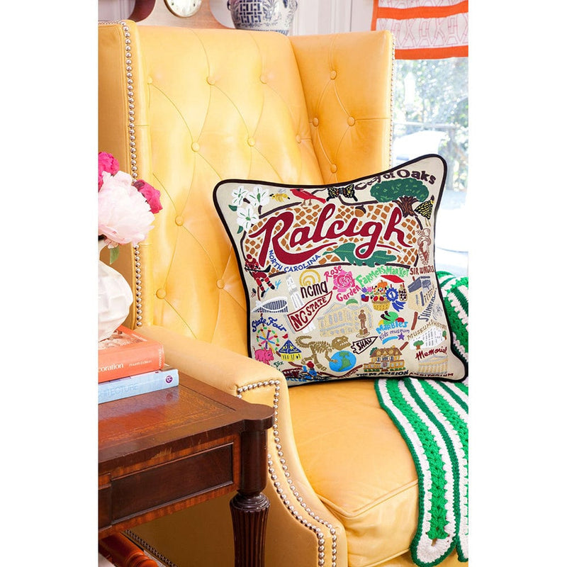 Quirks! Pillows Raleigh Hand-Embroidered Pillow by Cat Studio