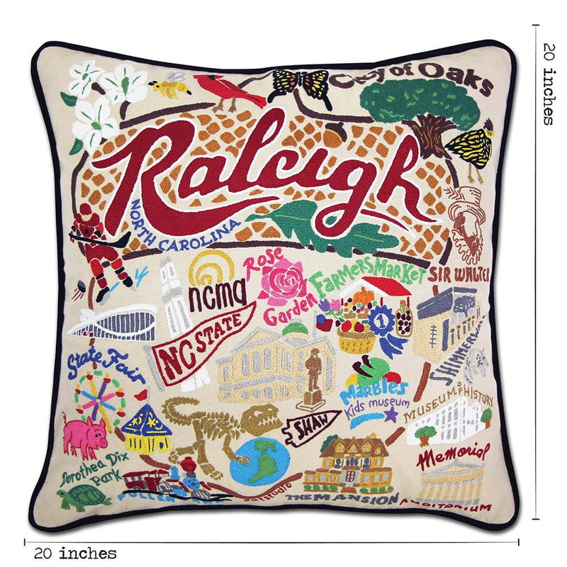 Quirks! Pillows Raleigh Hand-Embroidered Pillow by Cat Studio