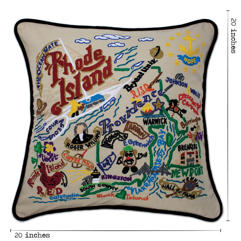 Quirks! Pillows Rhode Island Hand-Embroidered Pillow