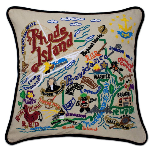 Quirks! Pillows Rhode Island Hand-Embroidered Pillow