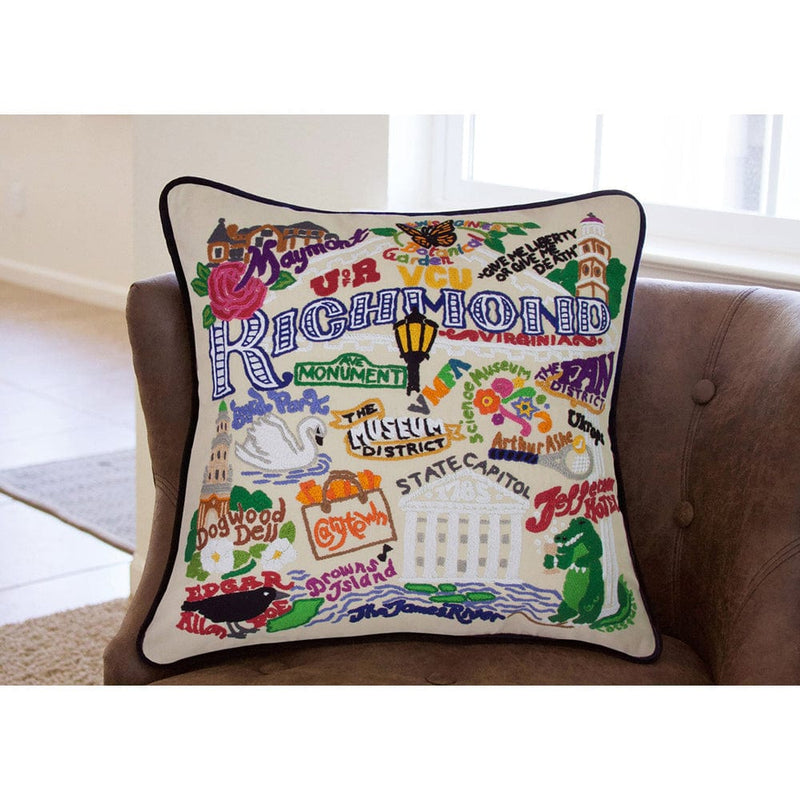 Quirks! Pillows Richmond Virginia Hand-Embroidered Pillow