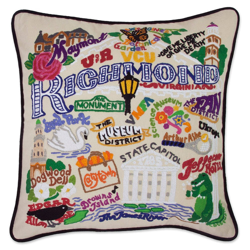 Quirks! Pillows Richmond Virginia Hand-Embroidered Pillow