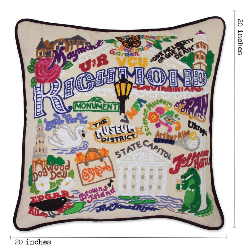 Quirks! Pillows Richmond Virginia Hand-Embroidered Pillow