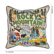 Quirks! Pillows Rocky Mountain National Park Hand-Embroidered Pillow by Cat Studio