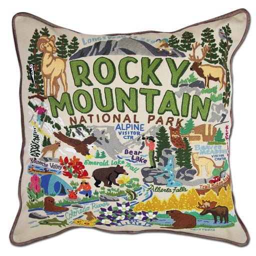Quirks! Pillows Rocky Mountain National Park Hand-Embroidered Pillow by Cat Studio