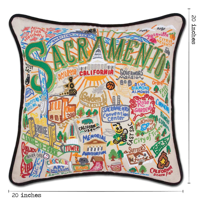 Quirks! Pillows Sacramento Hand-Embroidered Pillow