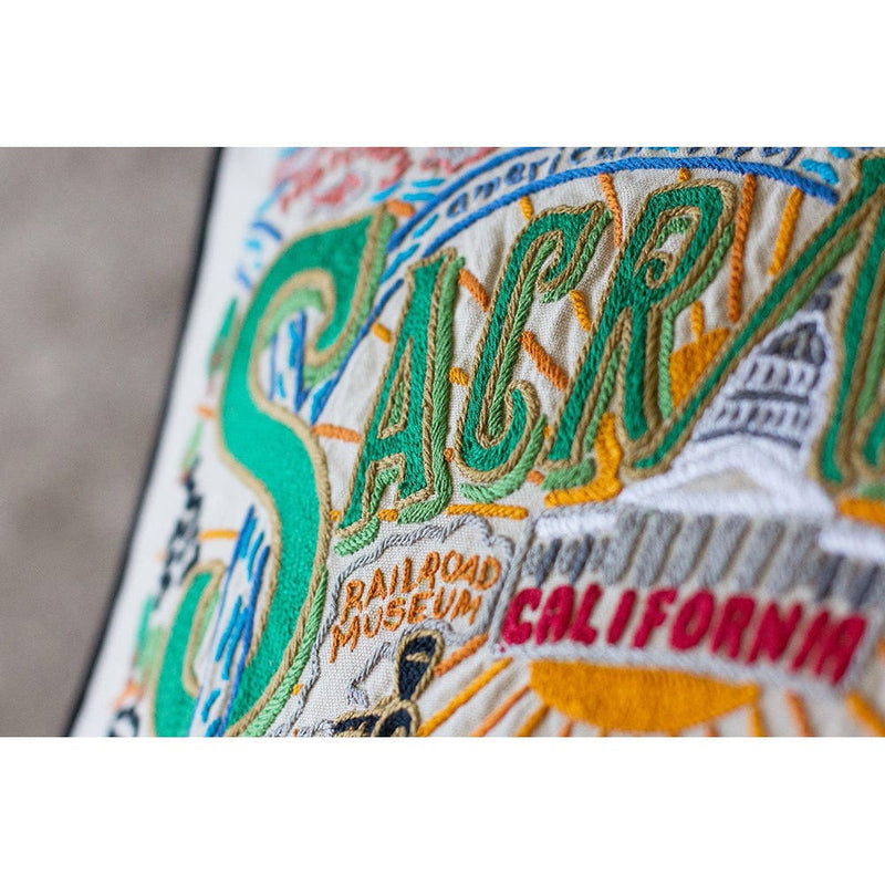 Quirks! Pillows Sacramento Hand-Embroidered Pillow