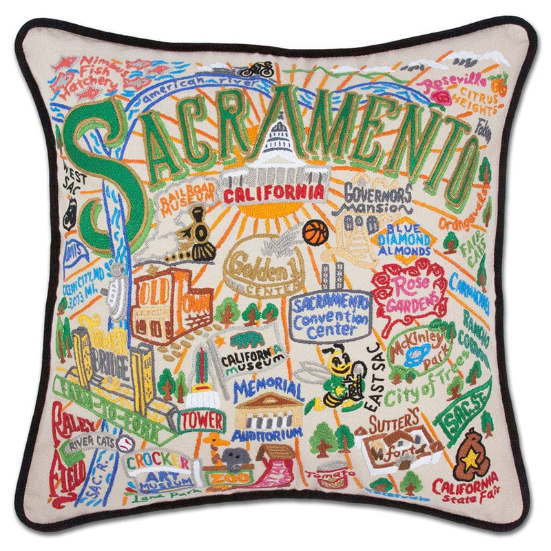 Quirks! Pillows Sacramento Hand-Embroidered Pillow