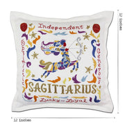 Quirks! Pillows Sagittarius Astrology Hand-Embroidered Pillow by Cat Studio